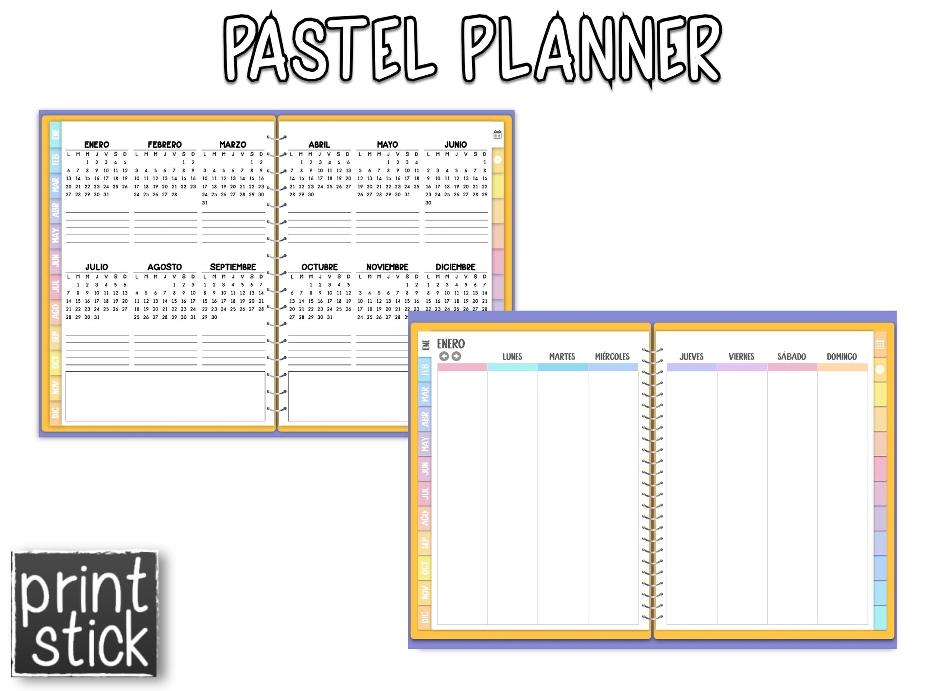 En español: Agenda Pastel Planner - PrintStick