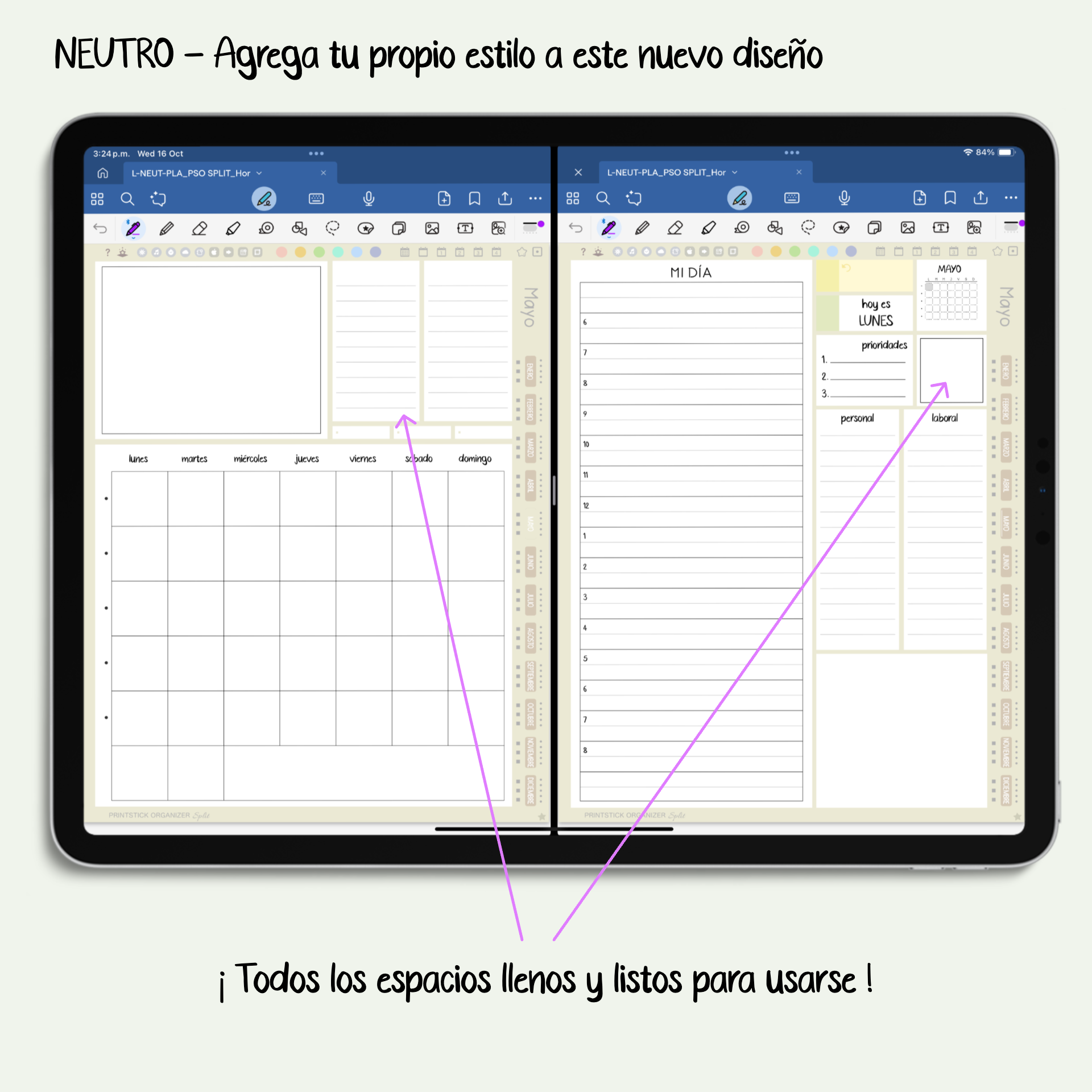 En español: AGENDA PSO SPLIT - NEUTRO - PrintStick