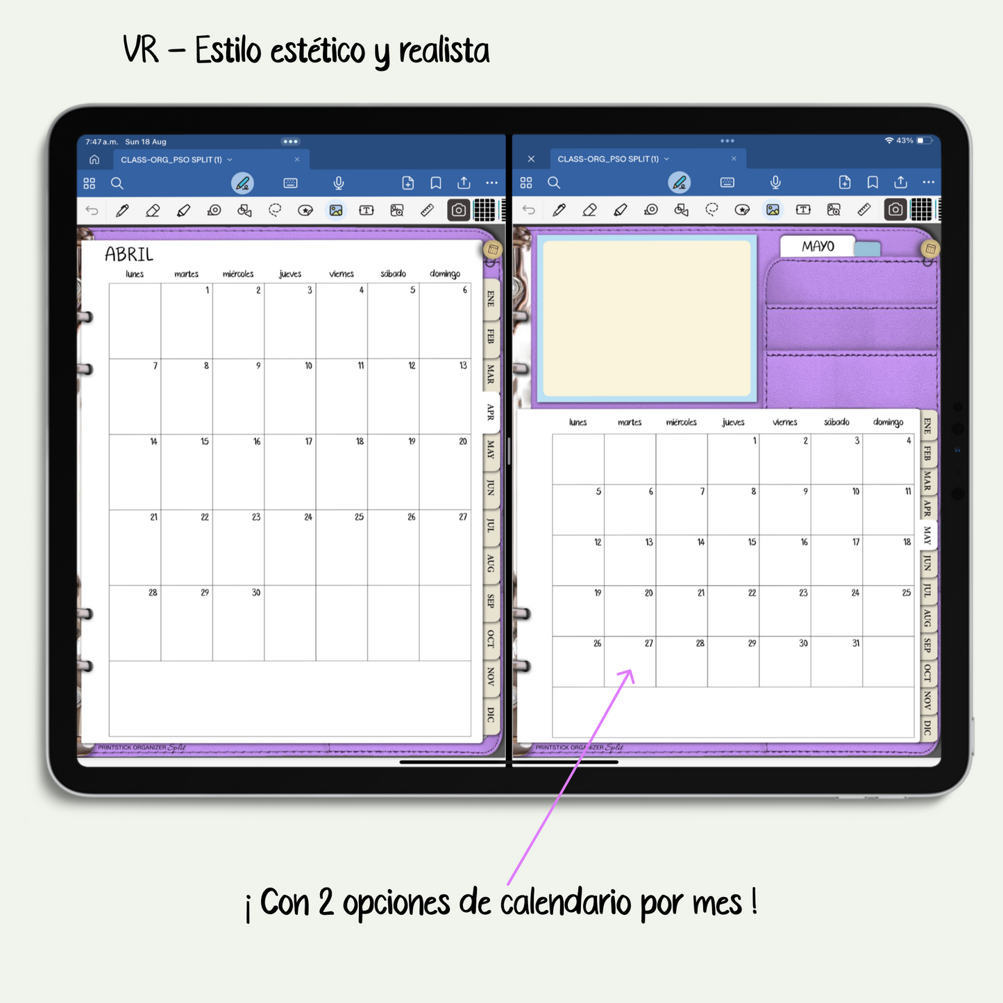 En español: Calendario SPLIT - VR
