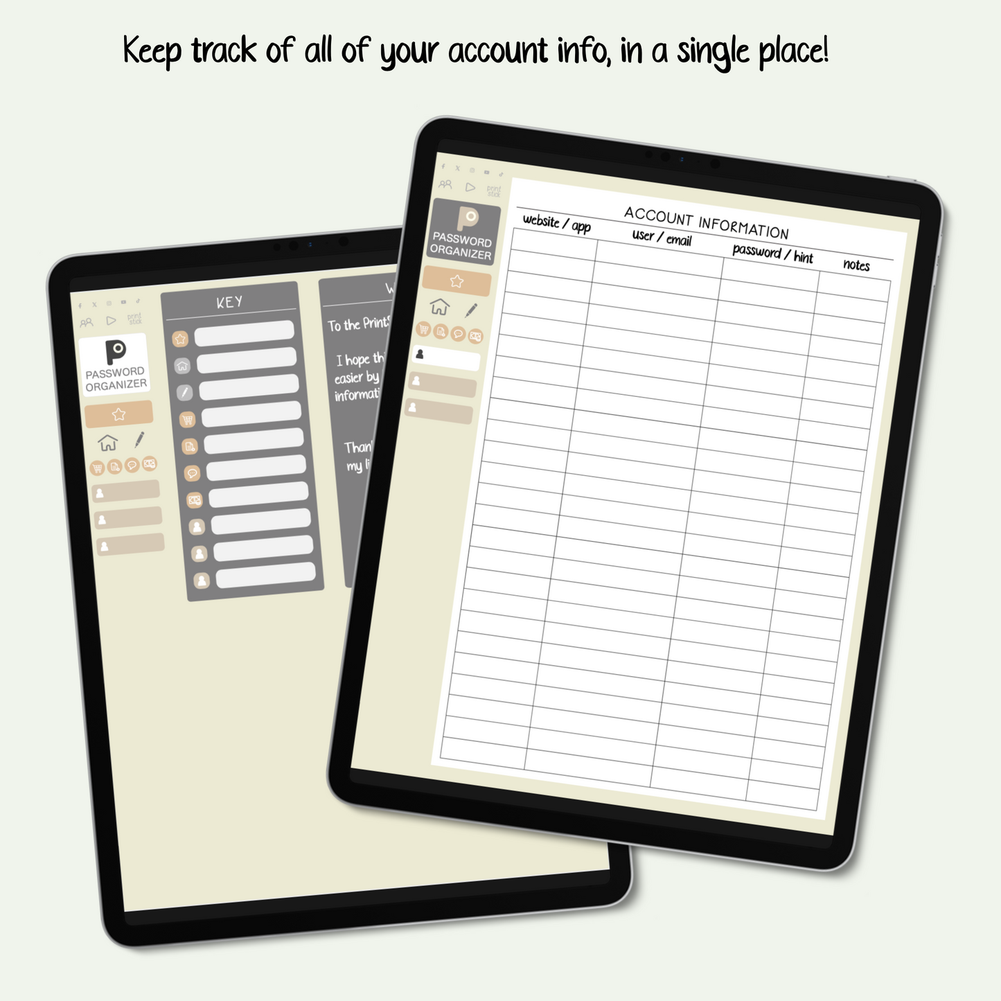 Password & Account Organizer - Neutrals