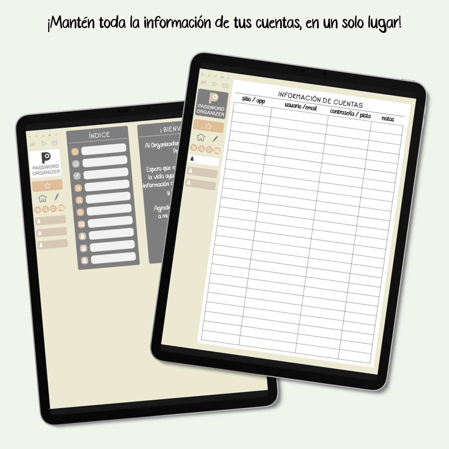 En español: Organizador de Cuentas & Contraseñas