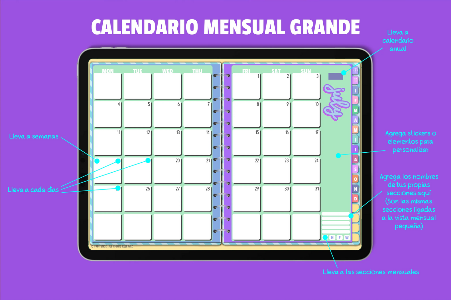 En español: Wonderful Planner - Agenda Digital - PrintStick