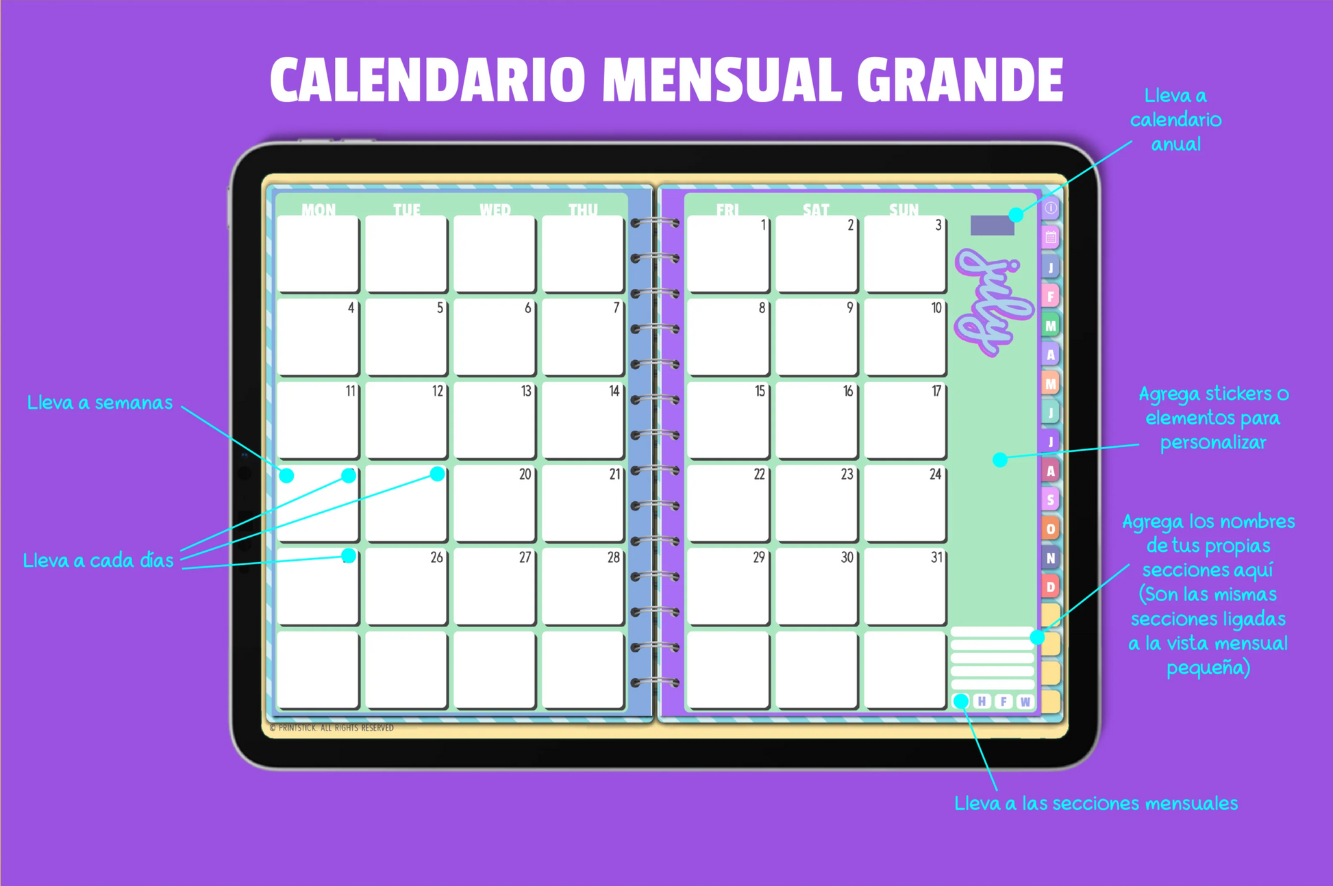 En español: Wonderful Planner - Agenda Digital - PrintStick