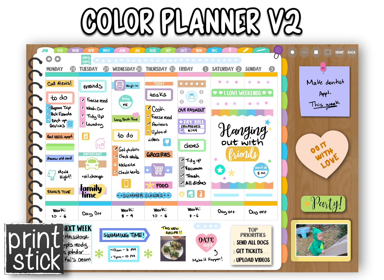 Color Planner V2 - Digital Planner - Print Stick