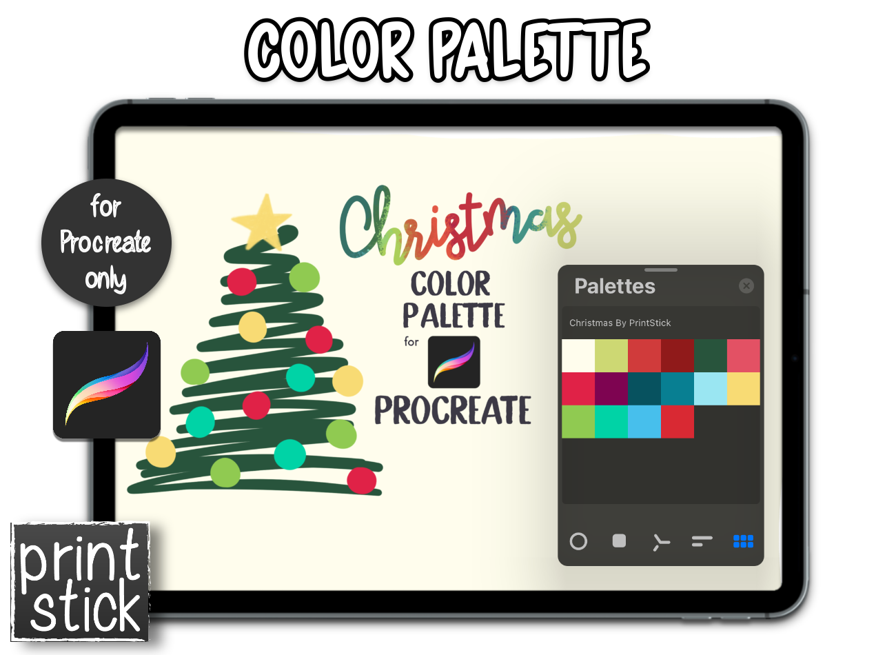 Procreate Add-On: Color Palette - Christmas - Print Stick