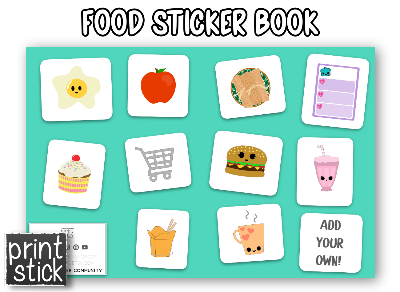 Bo - Mini Sticker Book #2 - Choose one - Print Stick