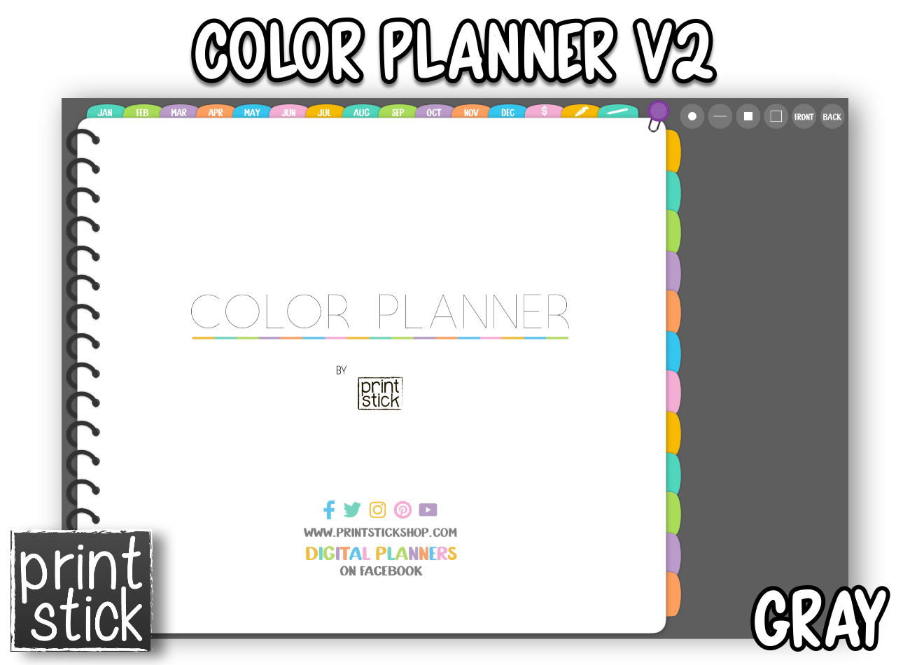 Color Planner V2 - Digital Planner - Print Stick