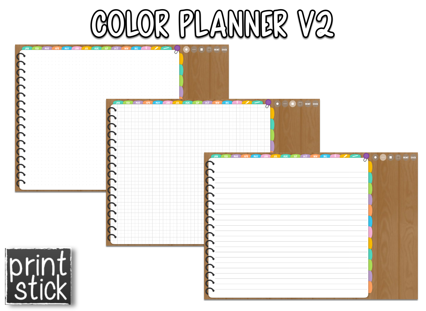 Color Planner V2 - Digital Planner - Print Stick