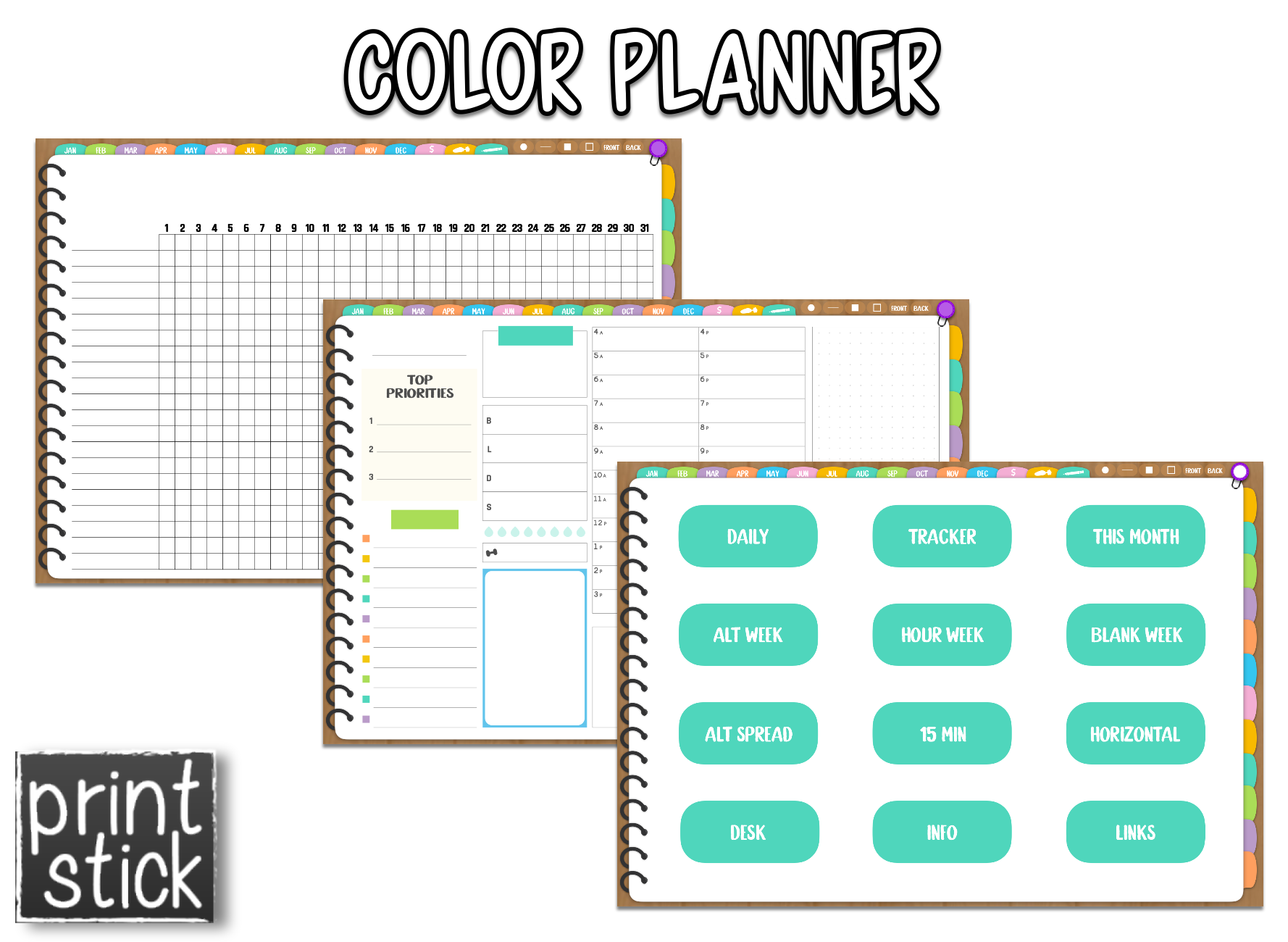 Color Planner - Digital Planner - Print Stick