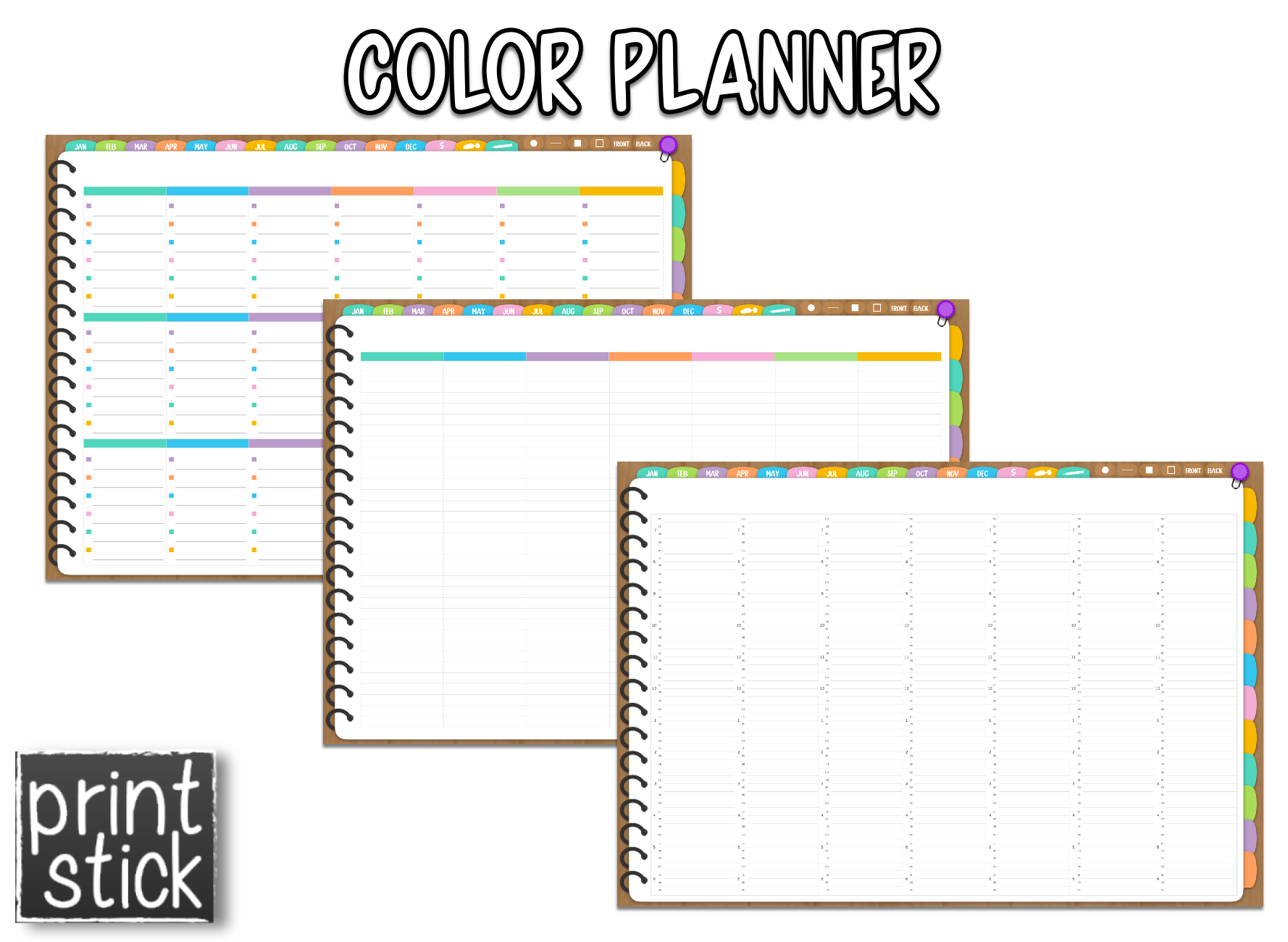 Color Planner - Digital Planner - Print Stick