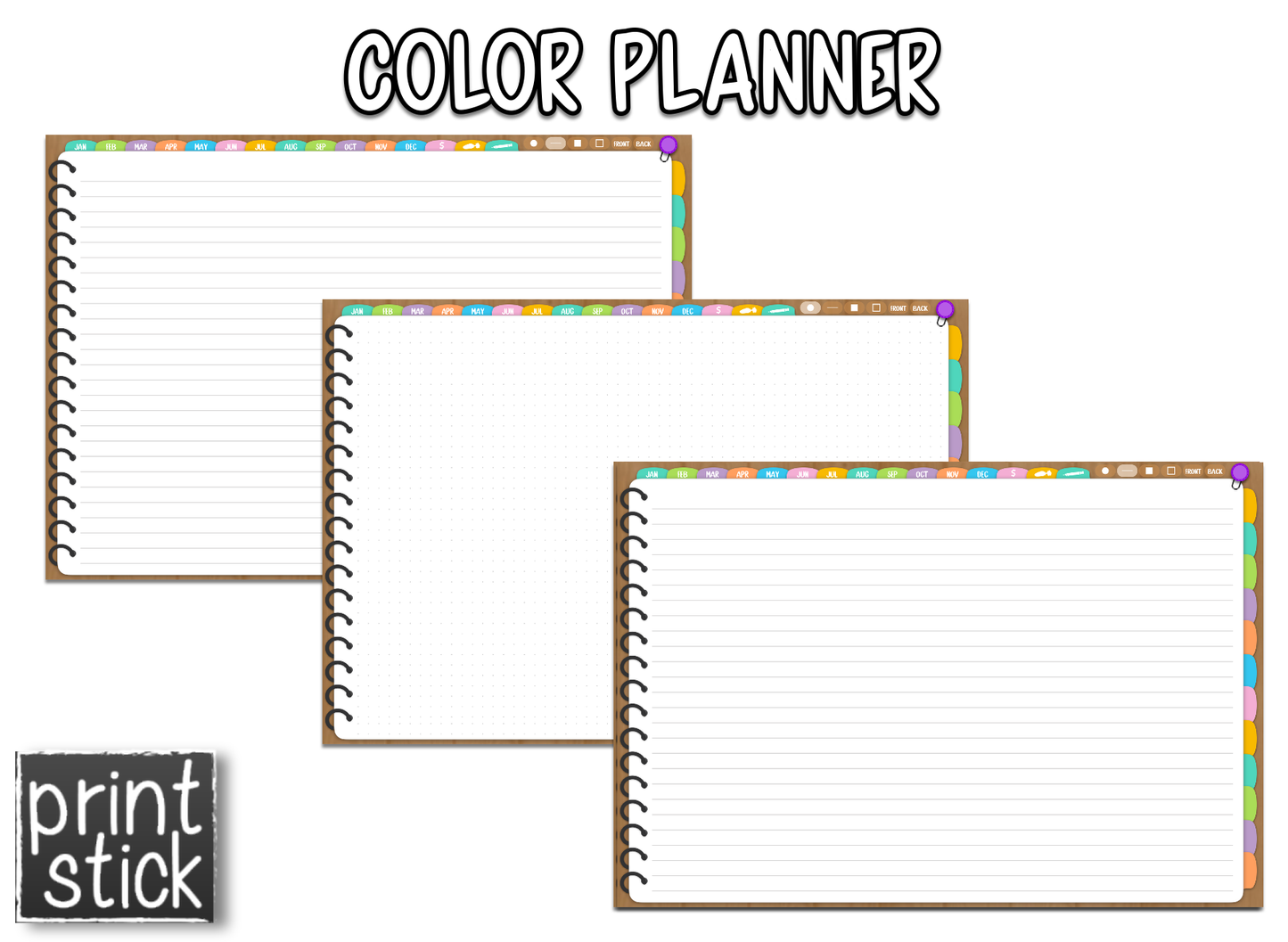 Color Planner - Digital Planner - Print Stick