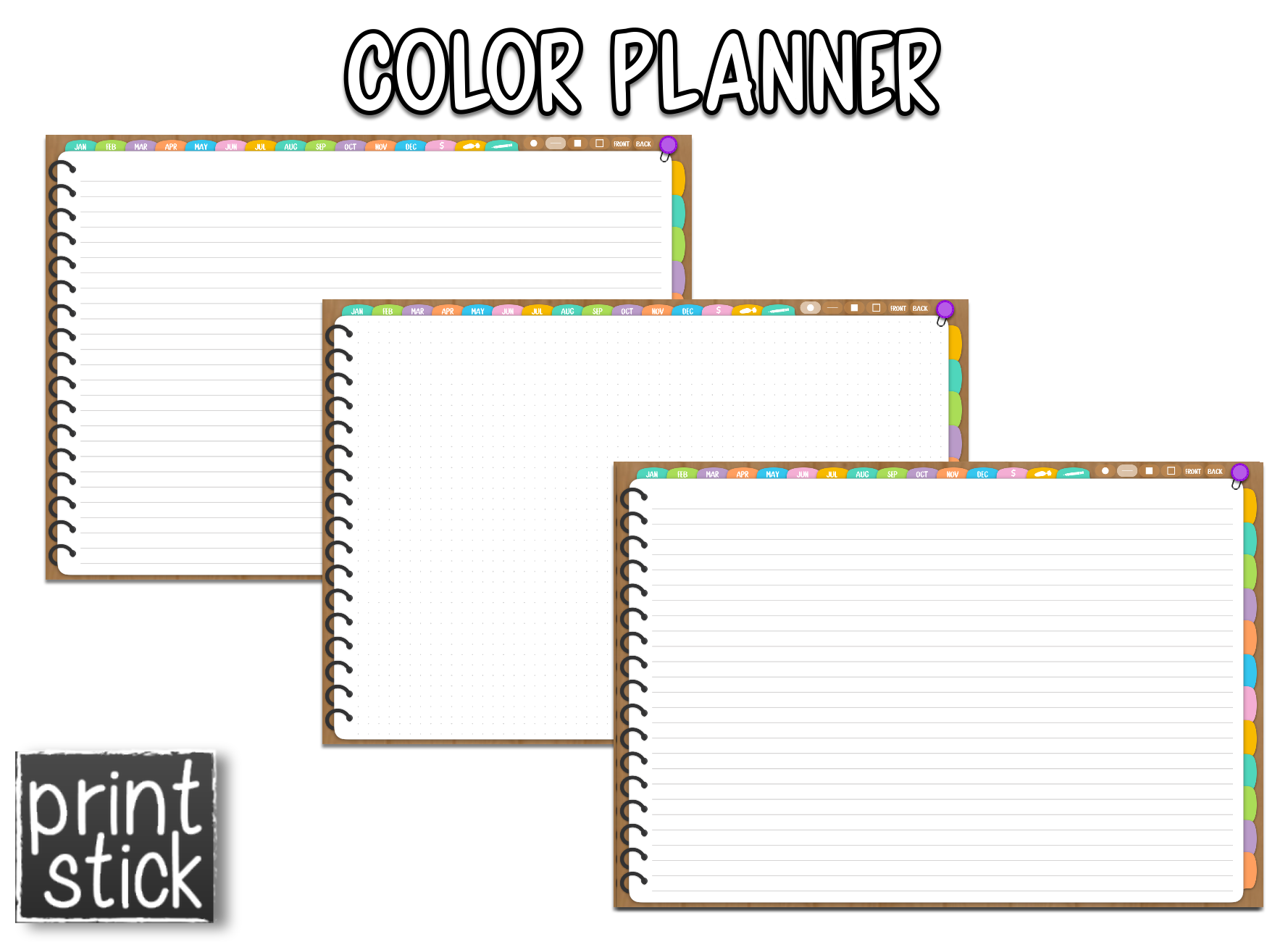 Color Planner - Digital Planner - Print Stick