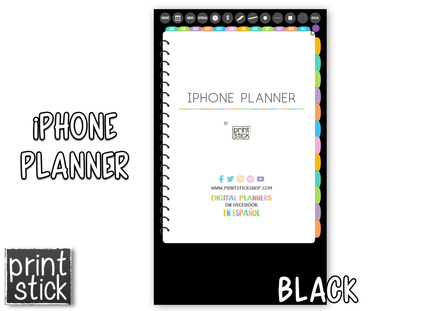 iPhone Planner - Digital Planner for Smartphones - Print Stick