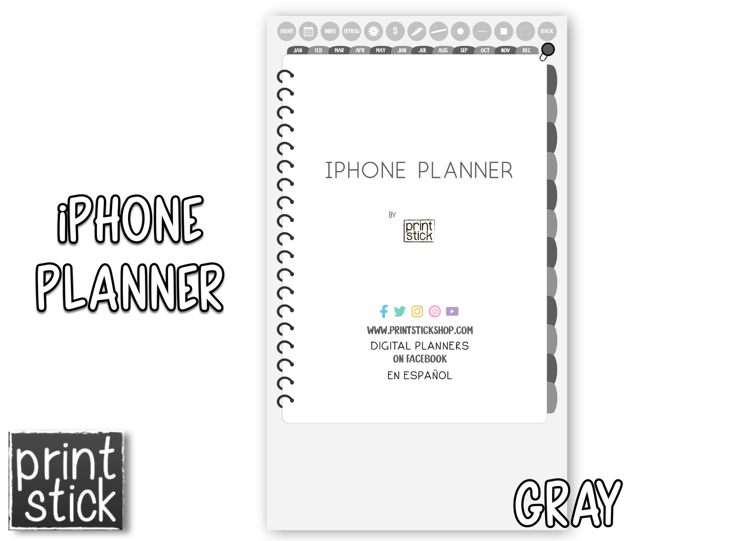 iPhone Planner - Digital Planner for Smartphones - Print Stick