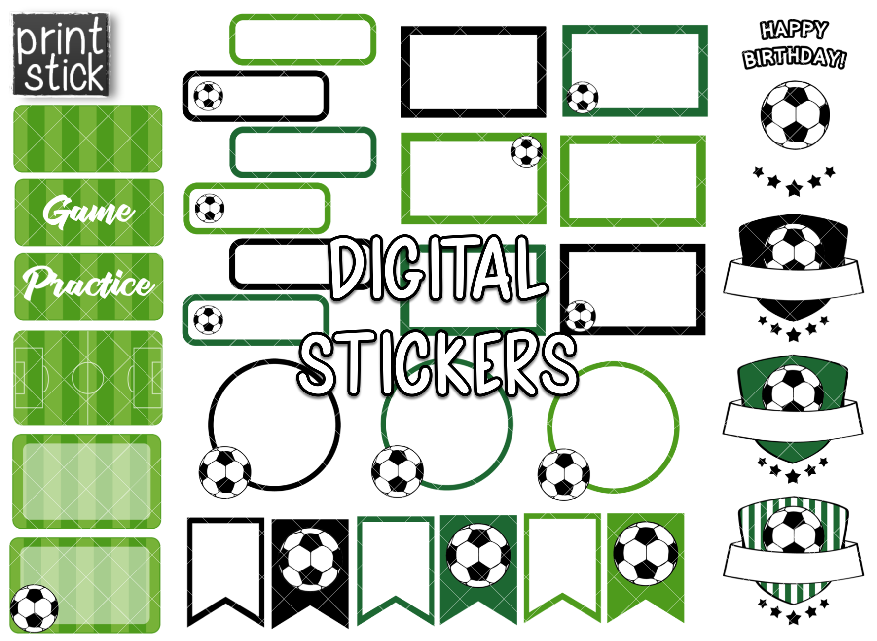 SS Soccer Digital Planner Stickers - Print Stick