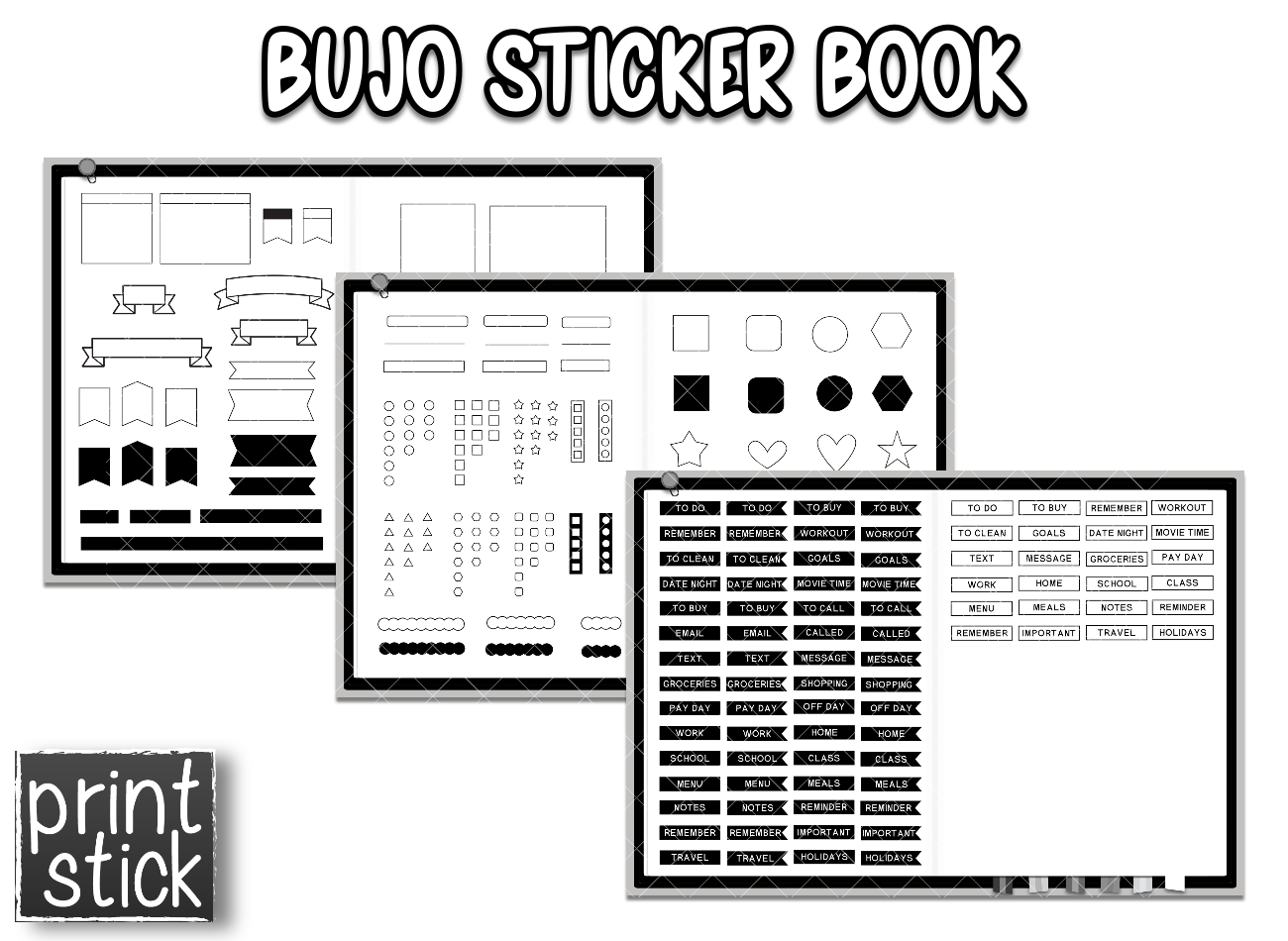 BuJo - Digital Planner Sticker Book - Print Stick