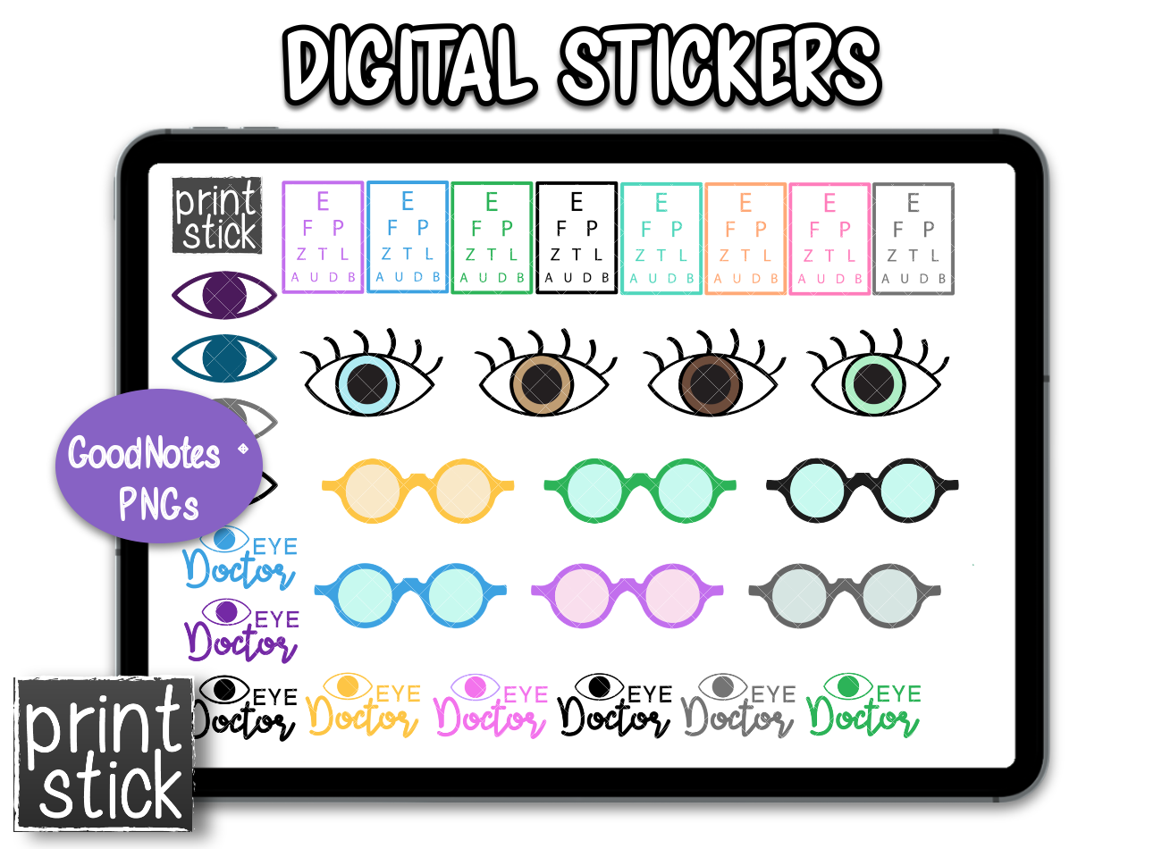 SS- Eye Doctor Digital Planner Stickers - Print Stick