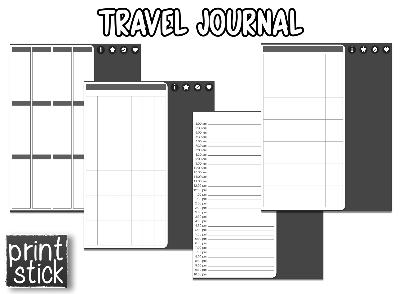 Travel Journal - Digital Notebook - Print Stick