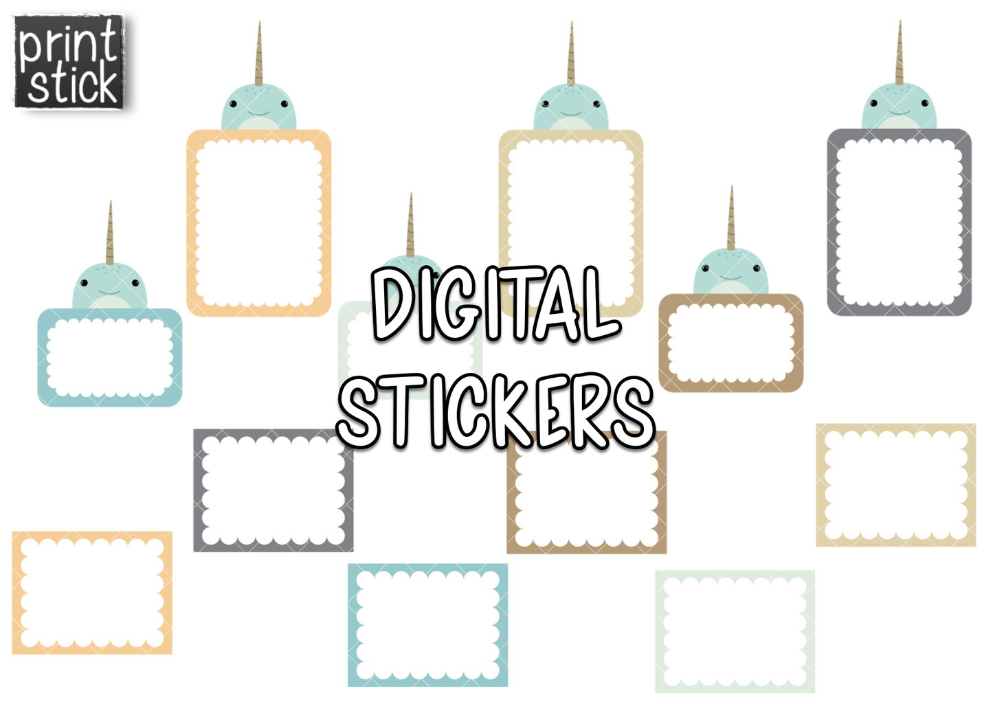 SS Narwhal Digital Planner Stickers - Print Stick