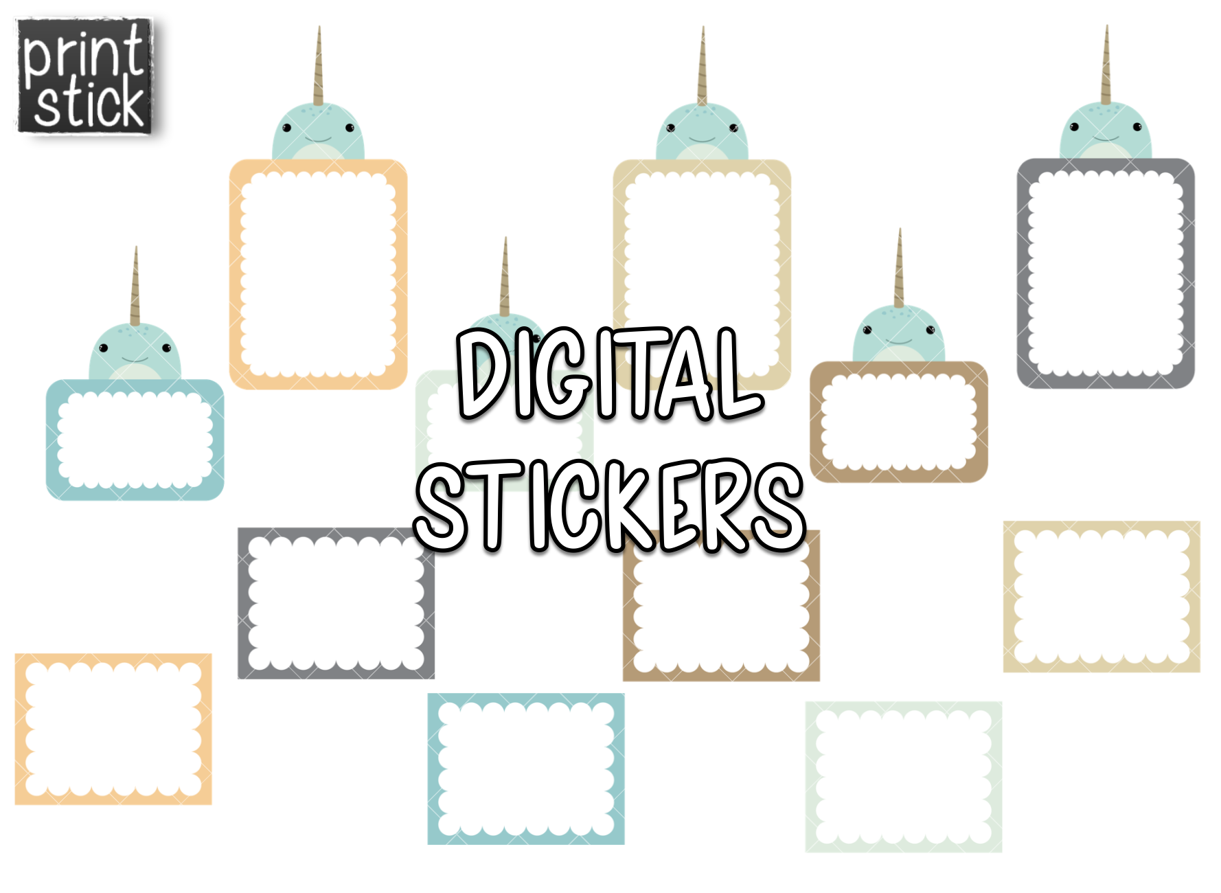 SS Narwhal Digital Planner Stickers - Print Stick