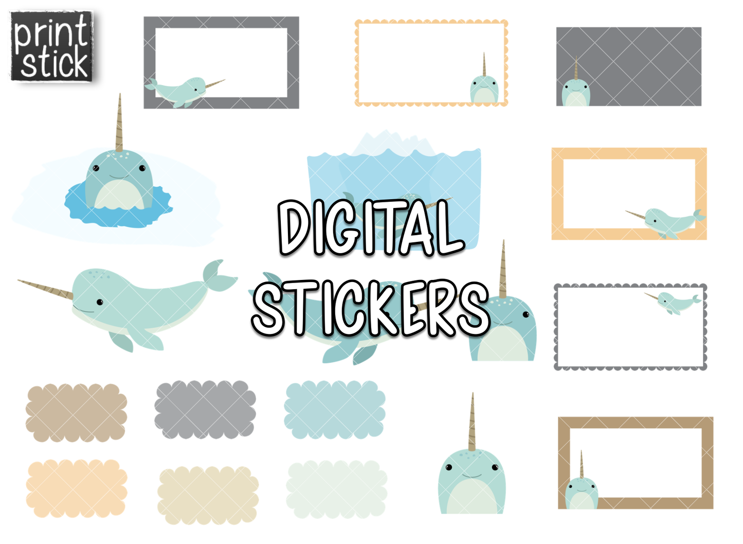 SS Narwhal Digital Planner Stickers - Print Stick