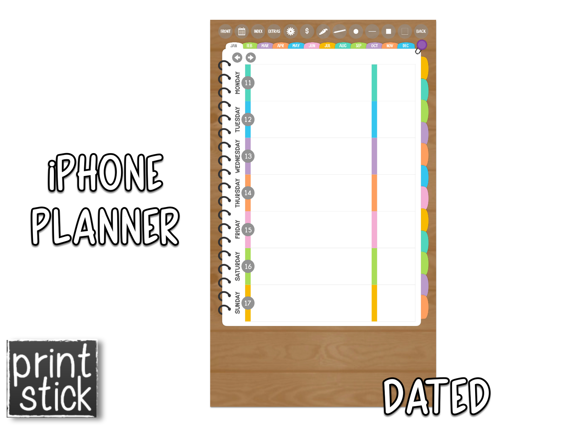 iPhone Planner - Digital Planner for Smartphones - Print Stick