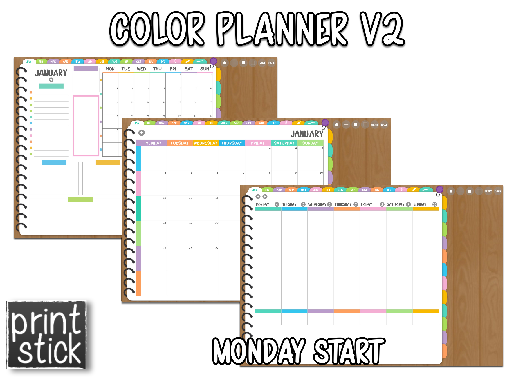 Color Planner V2 - Digital Planner - Print Stick
