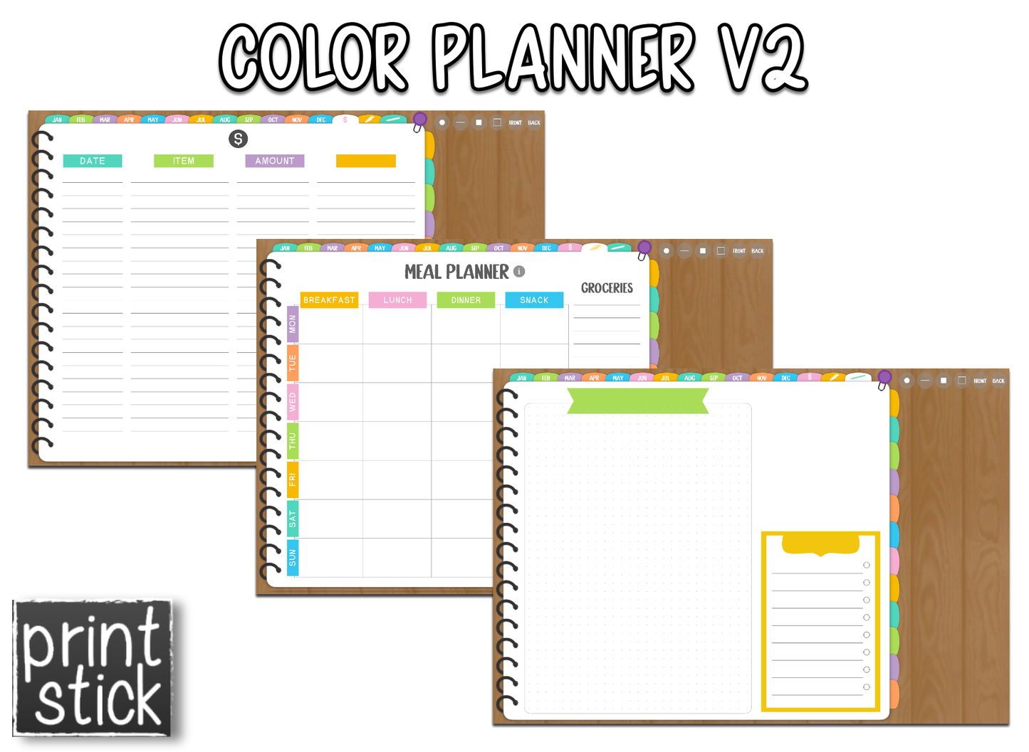 Color Planner V2 - Digital Planner - Print Stick