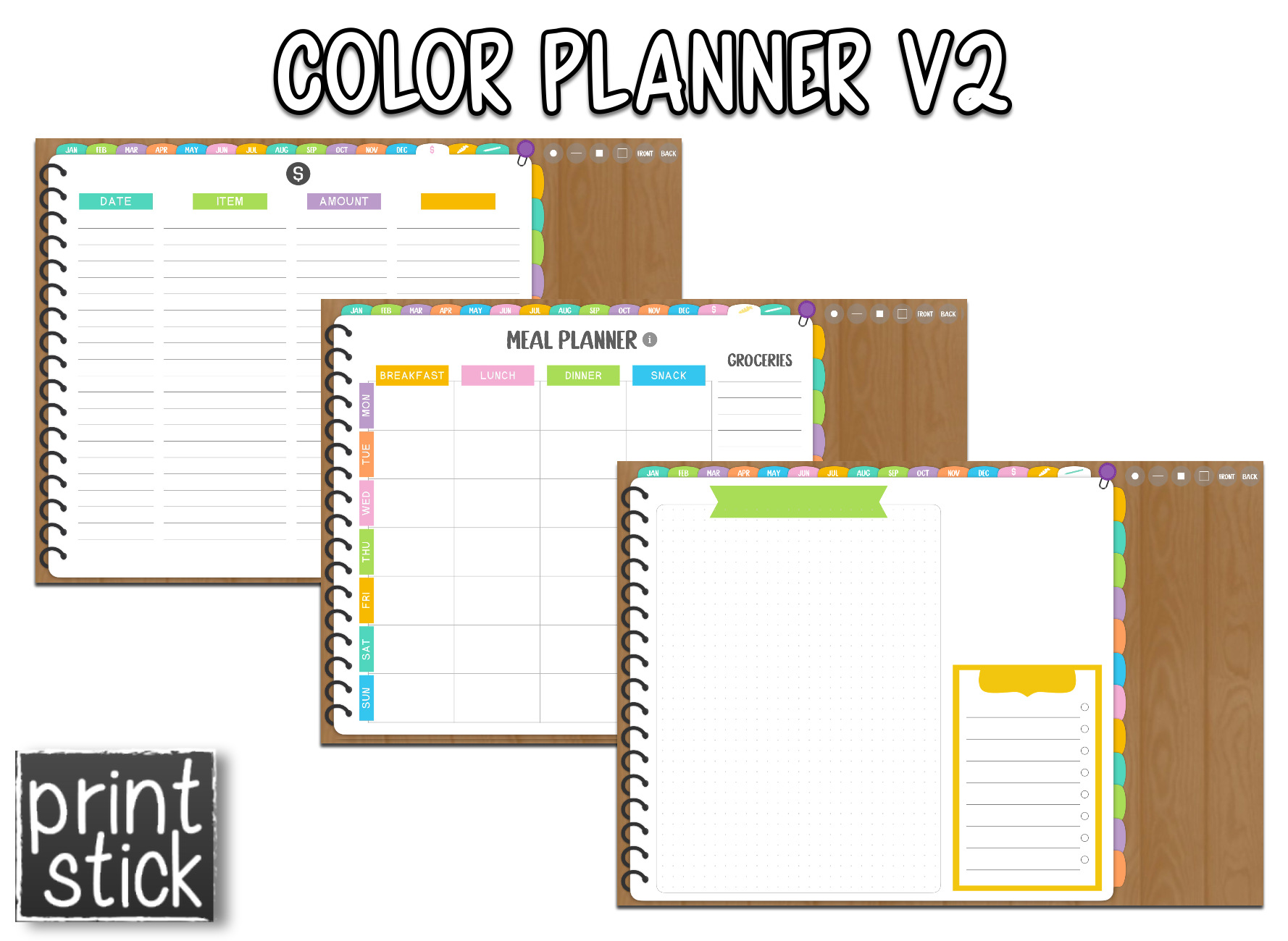 Color Planner V2 - Digital Planner - Print Stick