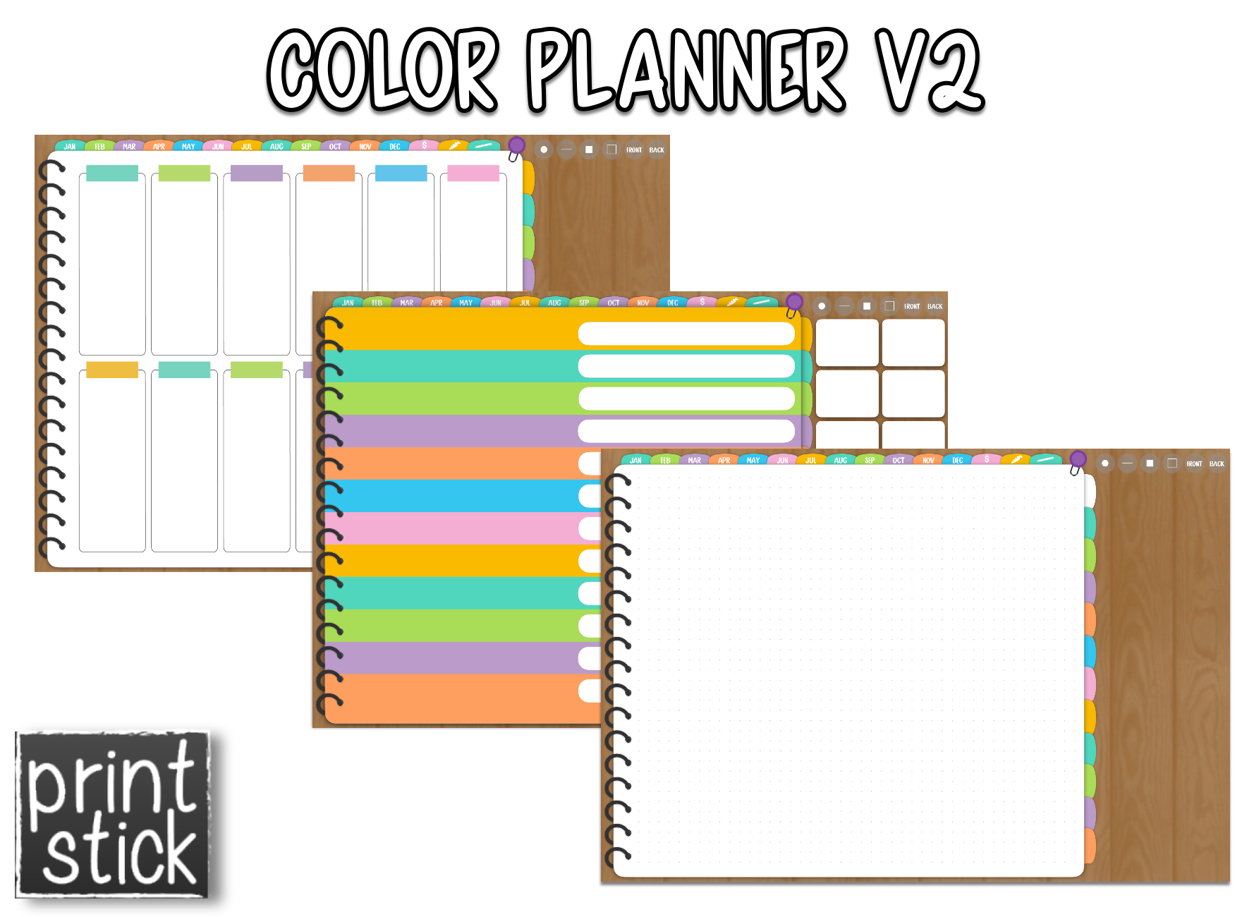Color Planner V2 - Digital Planner - Print Stick