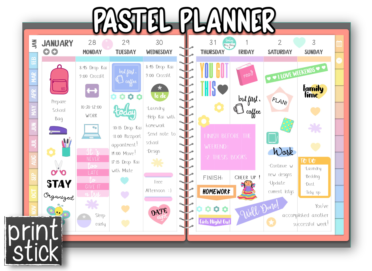 Pastel Planner - Print Stick