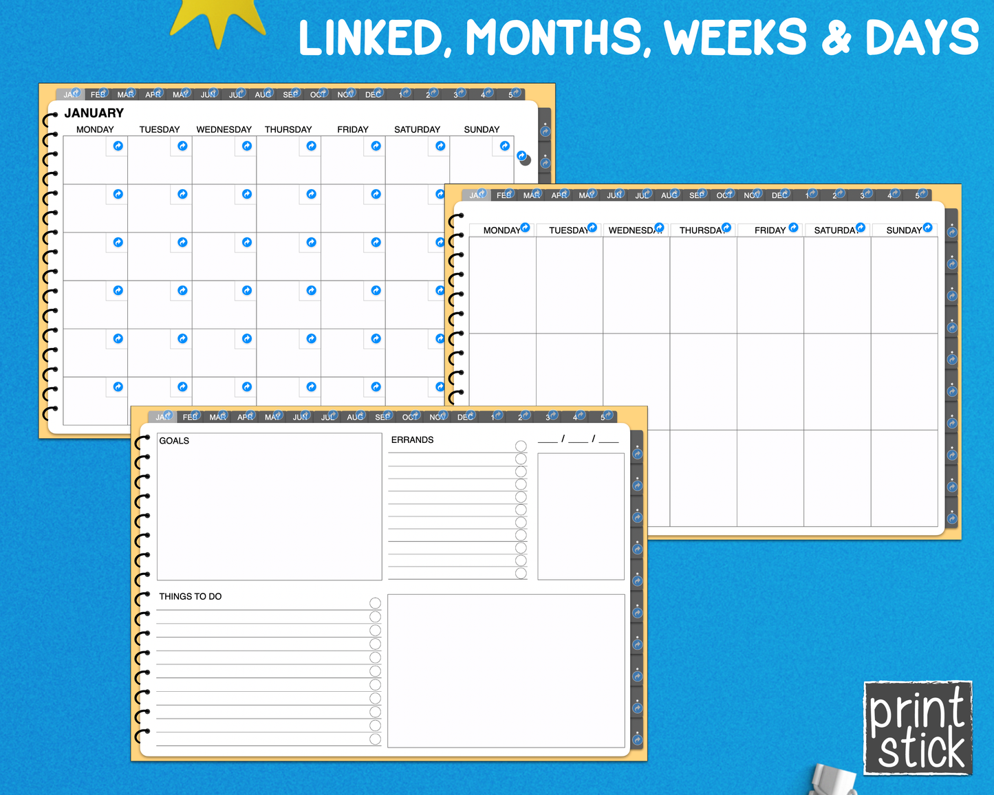 Editable Digital Planner - for Keynote - Print Stick
