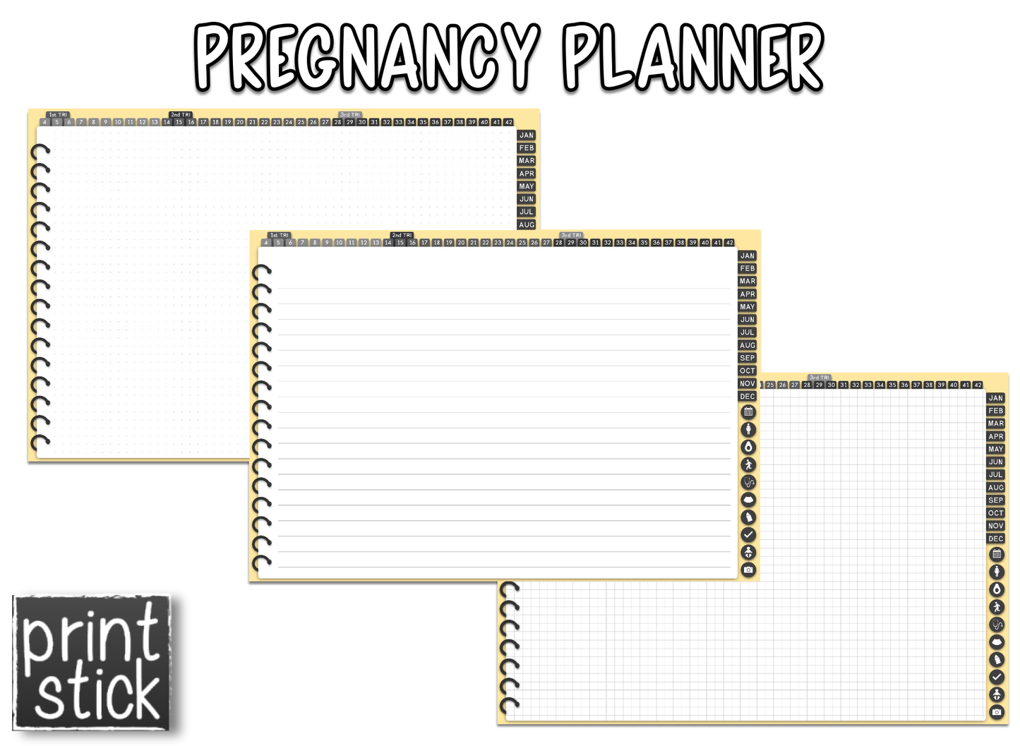Pregnancy Planner - Undated Digital Planner - Print Stick