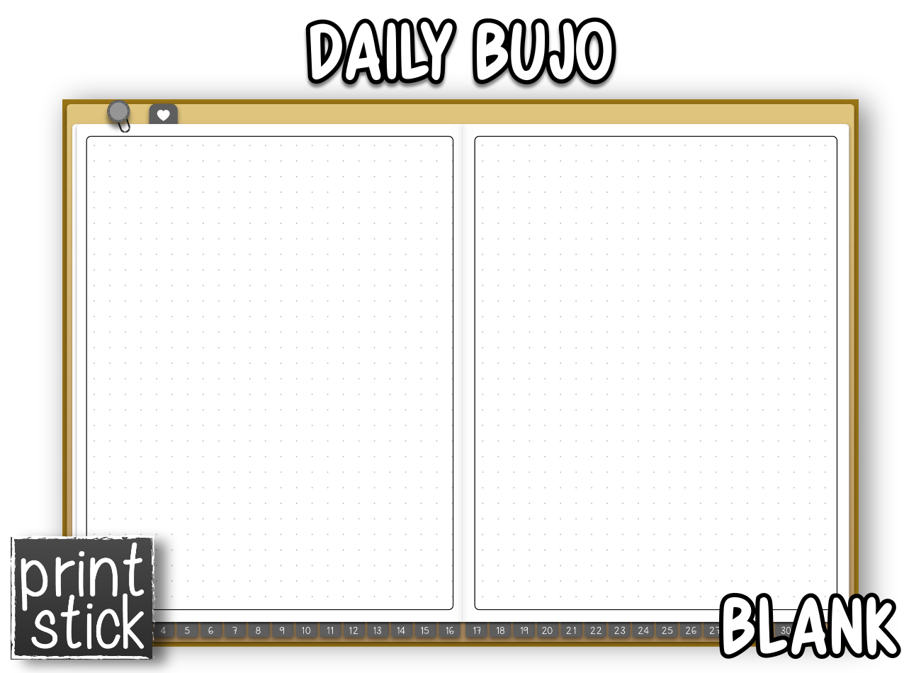 Daily BuJo Planner - Golden - Print Stick
