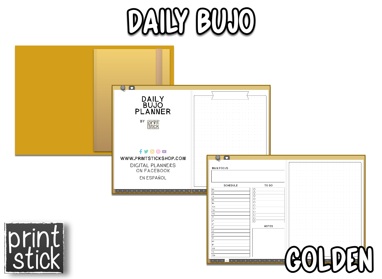 Daily BuJo Planner - Golden - Print Stick
