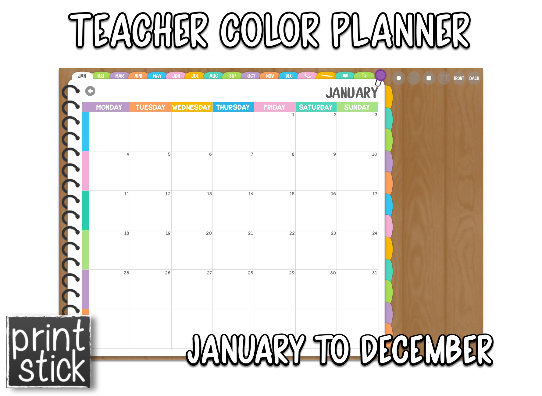 Teacher Color Planner - Print Stick