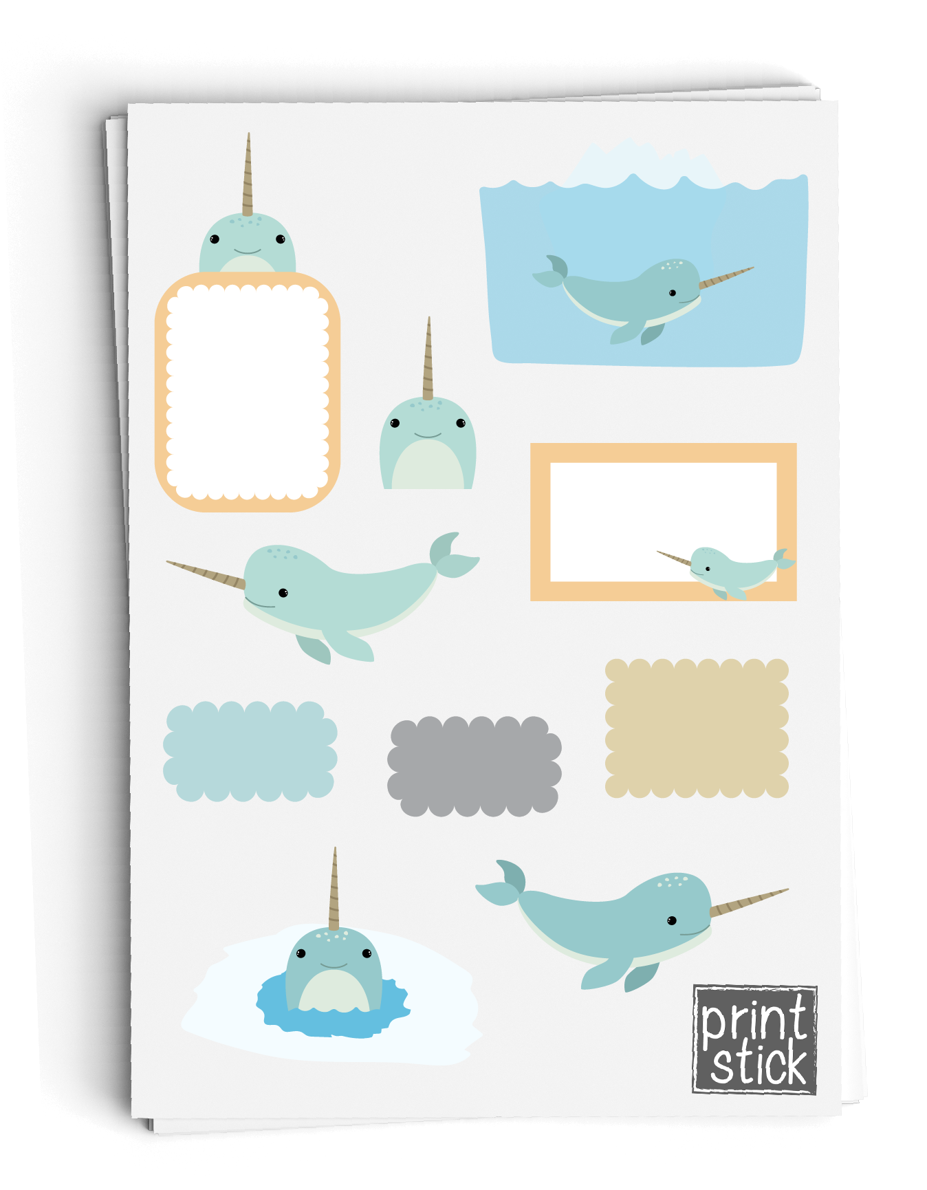 SS Narwhal Digital Planner Stickers - Print Stick