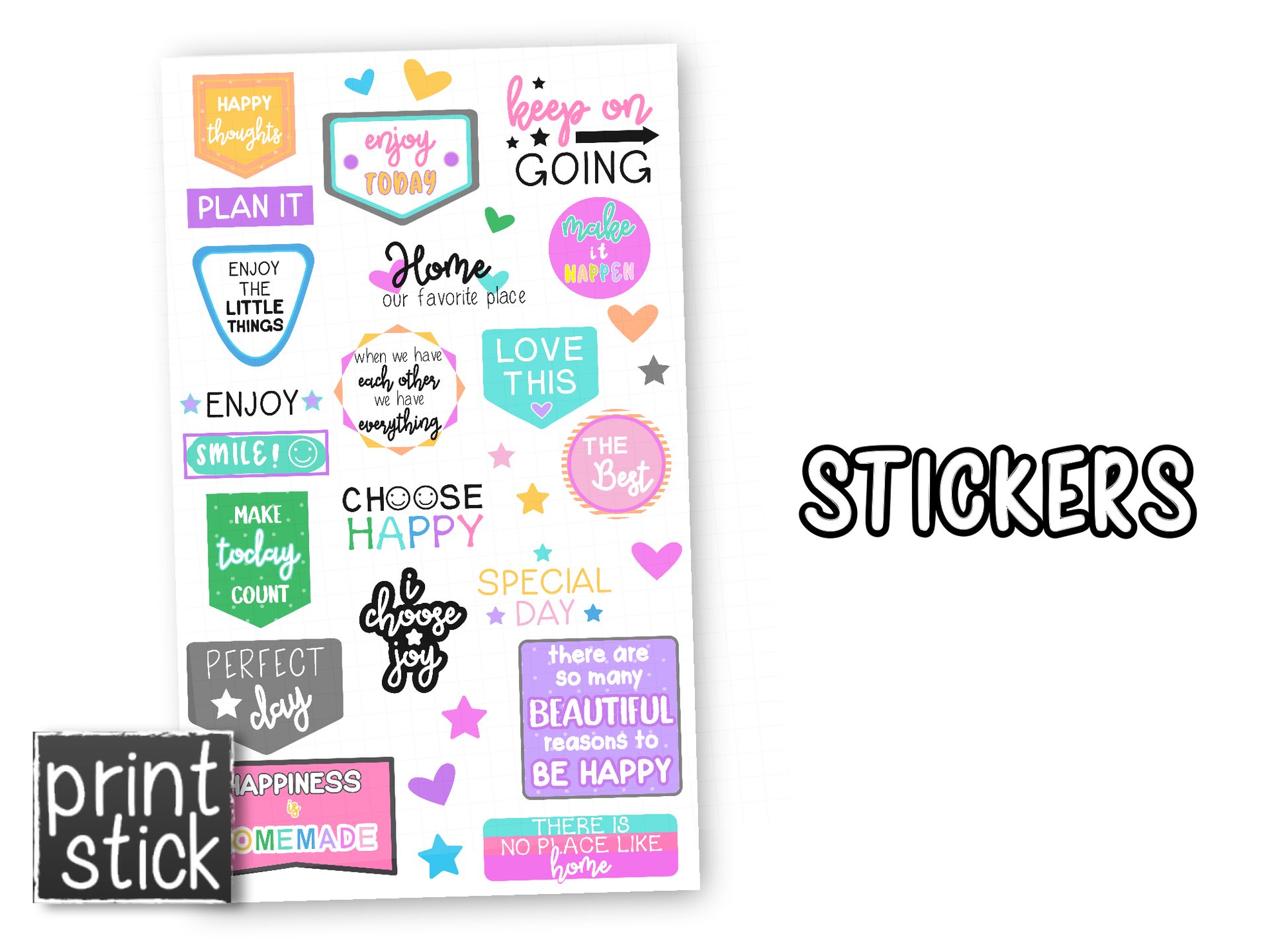 SS Positivity Digital Planner Stickers - Print Stick