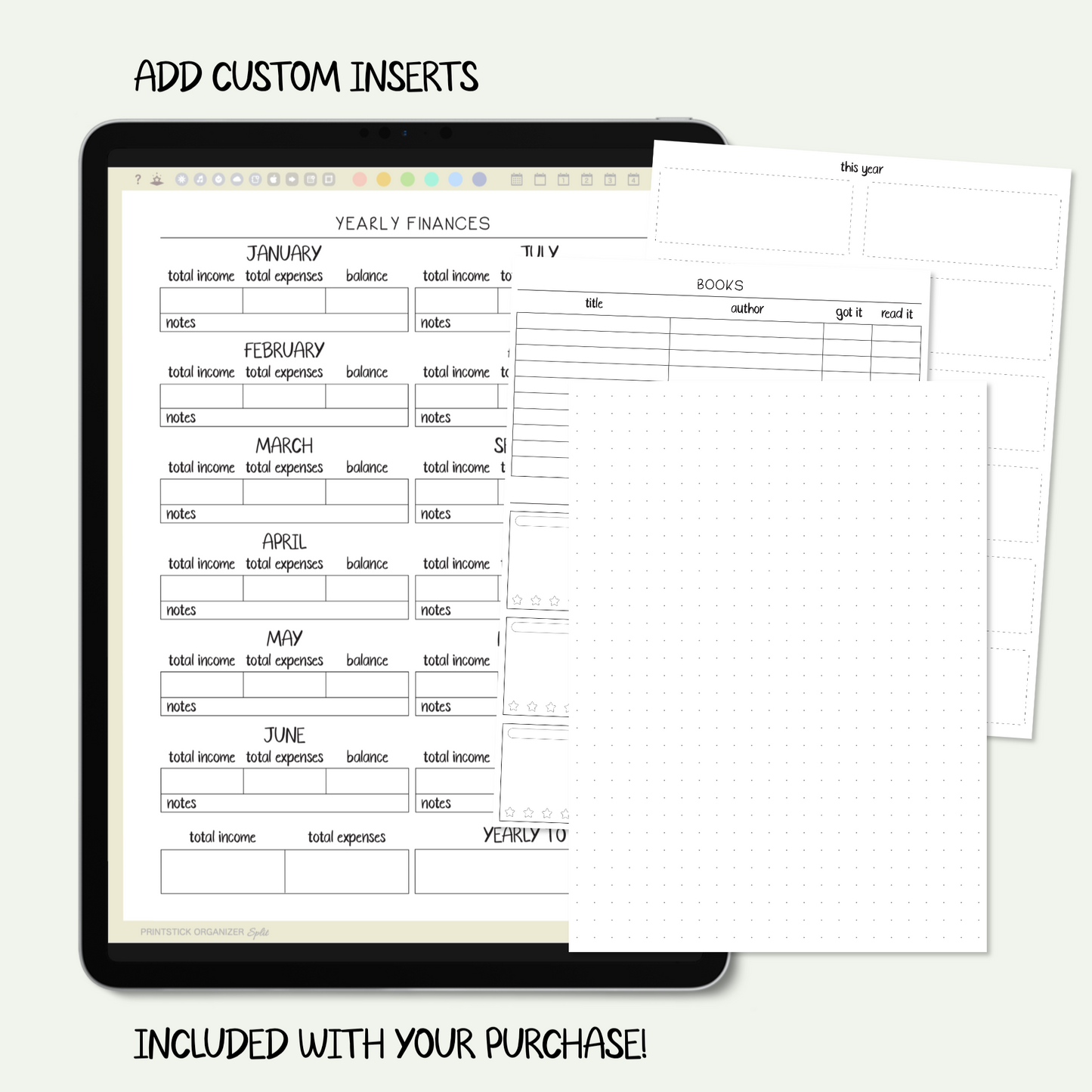 PrintStick Organizer SPLIT PLANNER - NEUTRALS