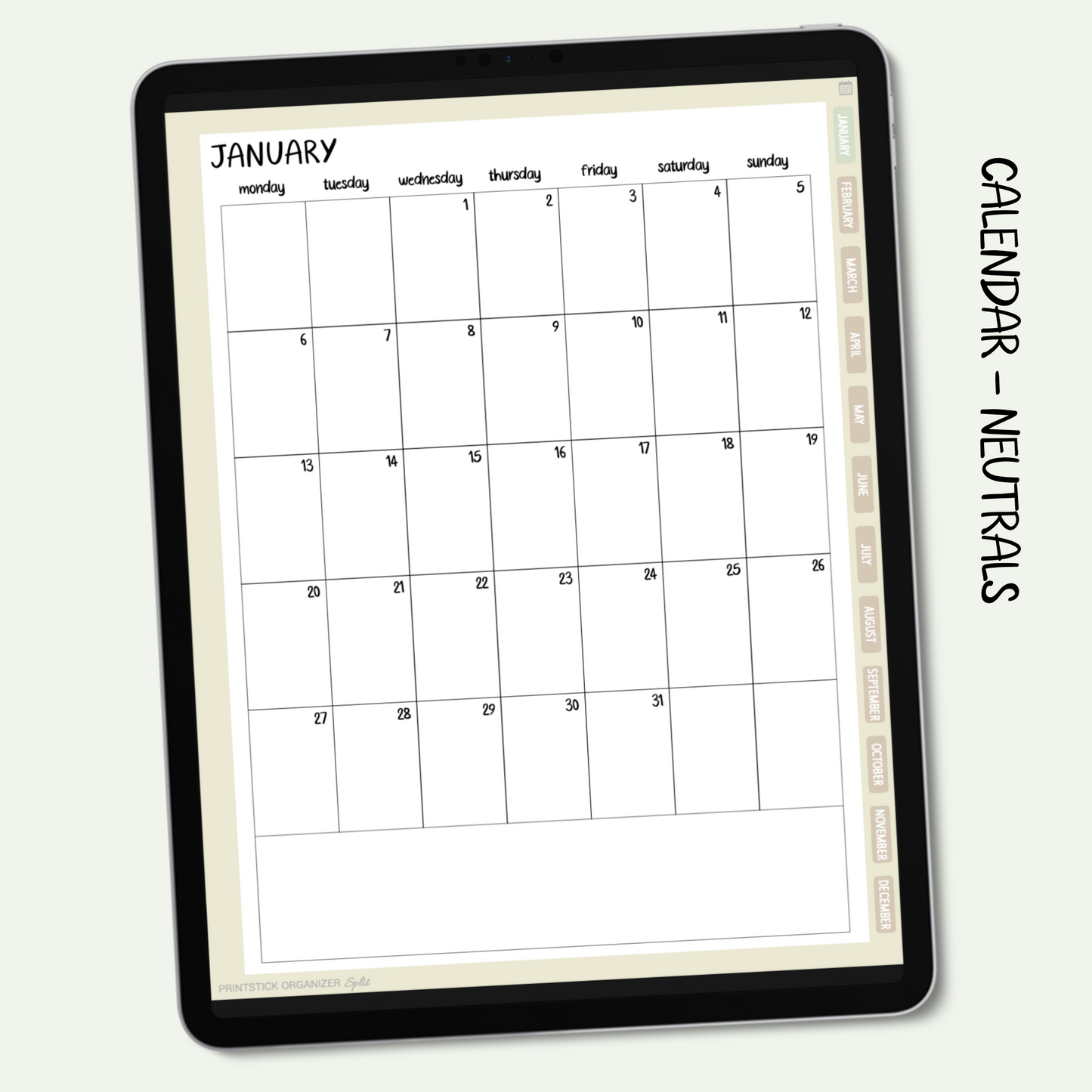 PrintStick SPLIT CALENDAR - NEUTRALS