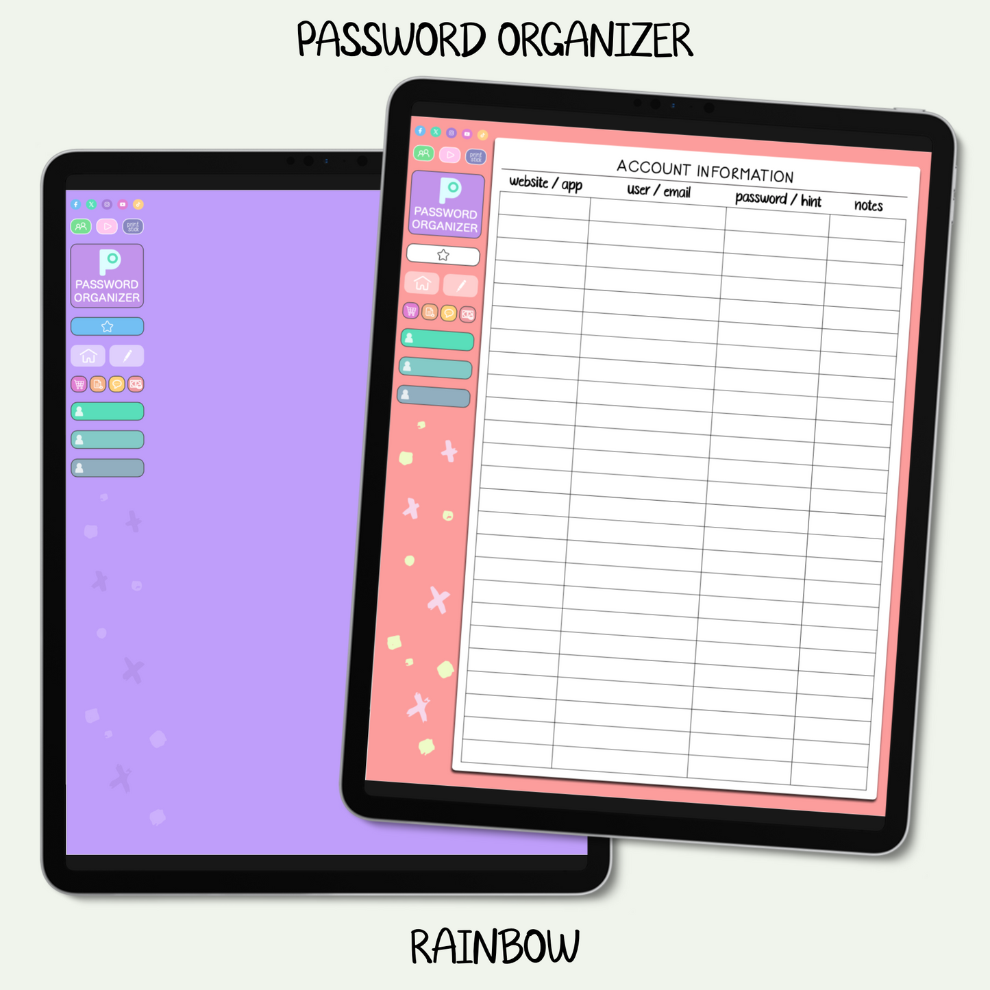 Password & Account Organizer - Rainbow