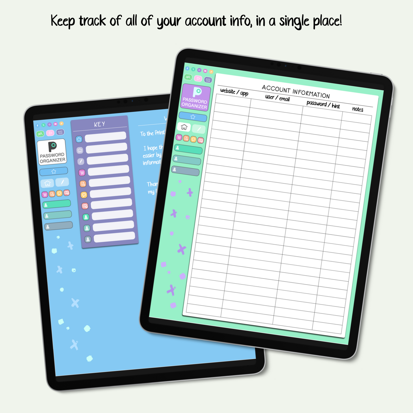 Password & Account Organizer - Rainbow