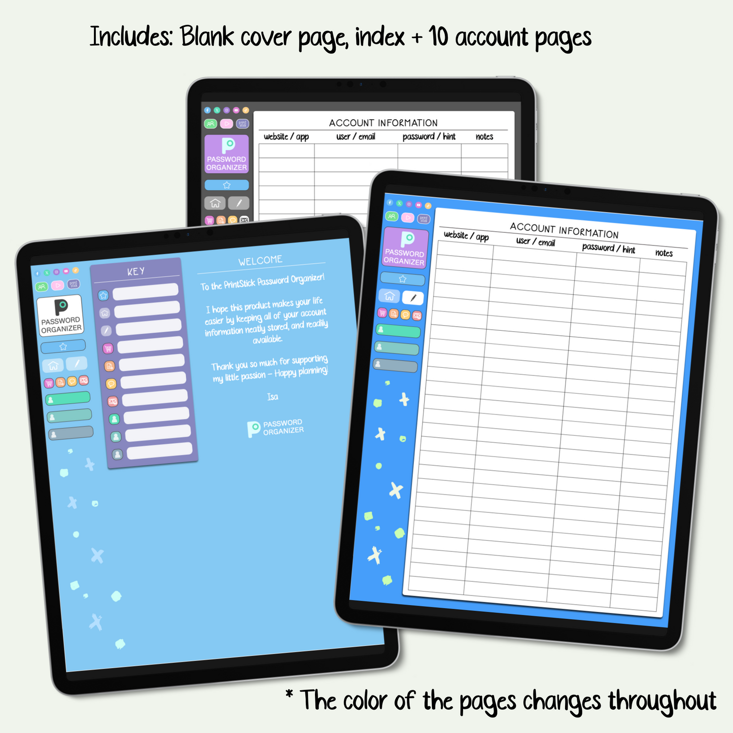 Password & Account Organizer - Rainbow