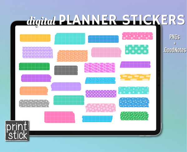 SS Washi Colorful 1 Digital Planner Stickers - Print Stick