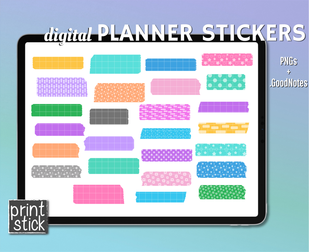 SS Washi Colorful 1 Digital Planner Stickers - Print Stick