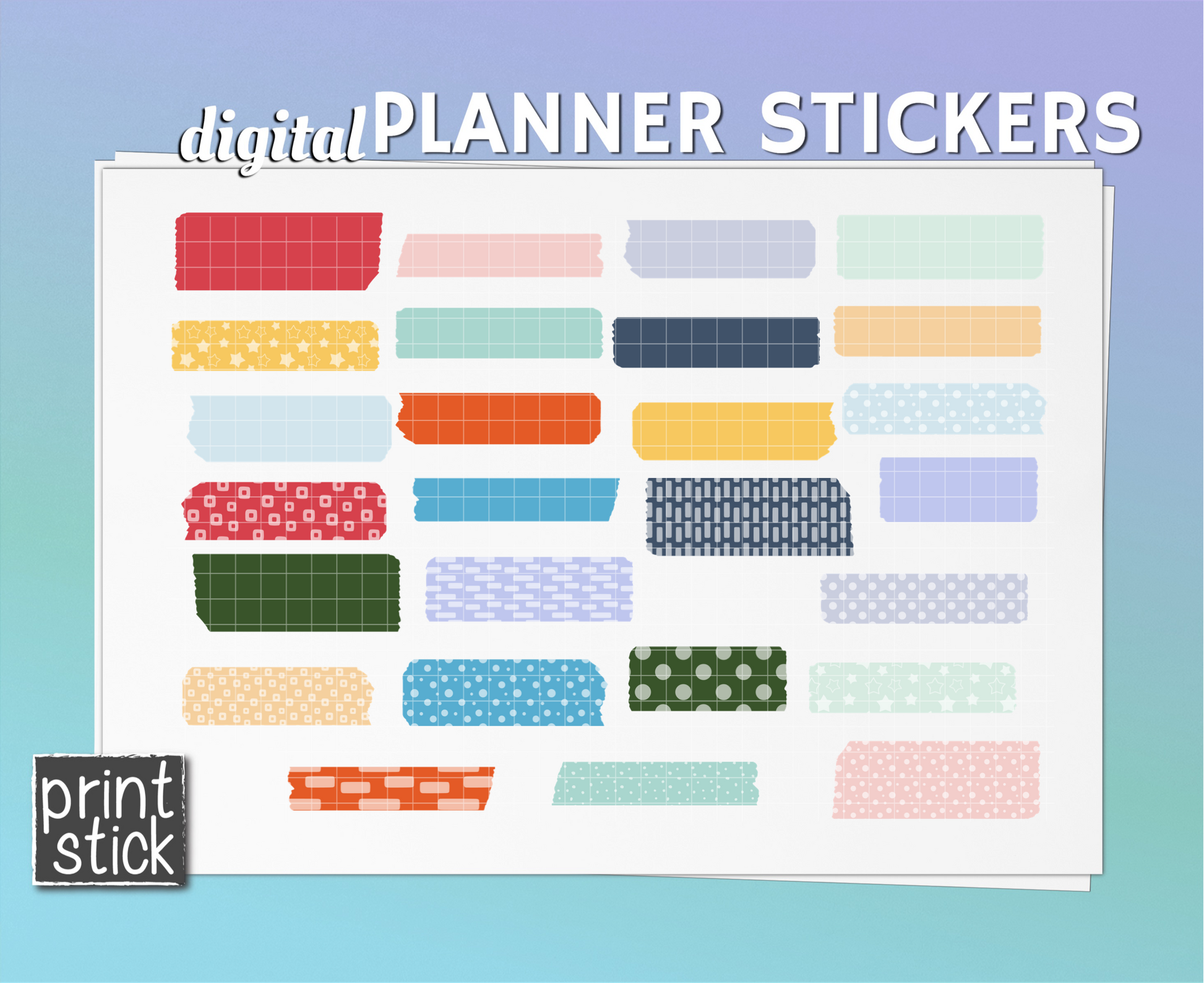 SS Washi Neutrals 1 Digital Planner Stickers - Print Stick