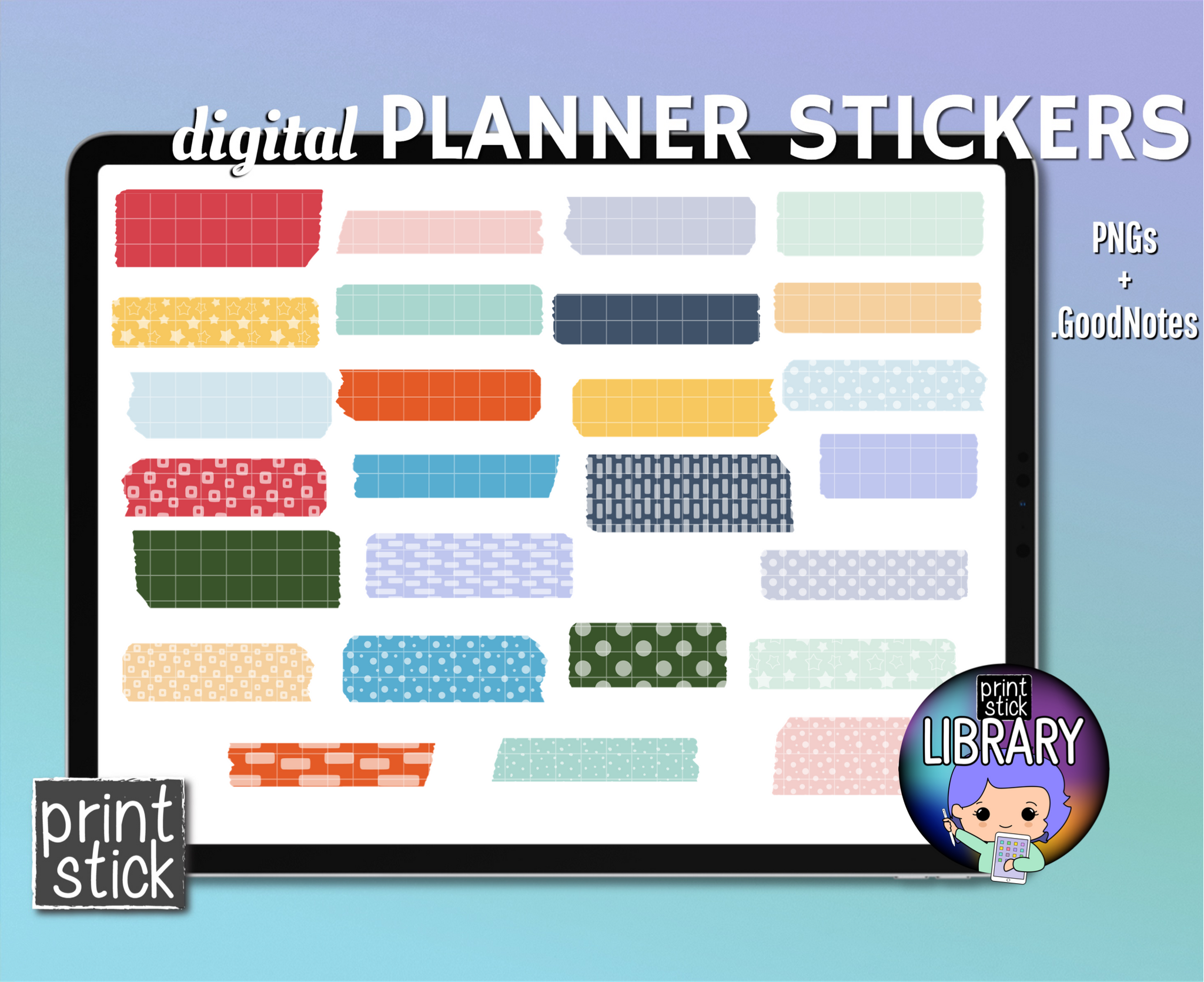SS Washi Neutrals 1 Digital Planner Stickers - Print Stick