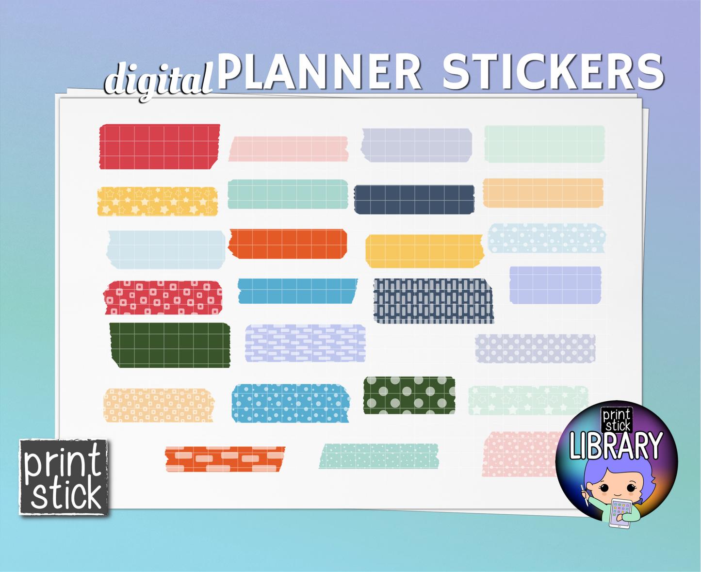 SS Washi Neutrals 1 Digital Planner Stickers - Print Stick