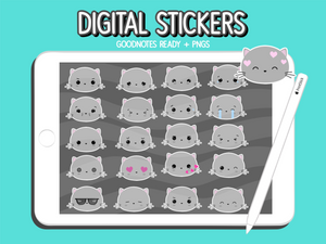 SS- Cat Emojis Digital Planner Stickers - PrintStick