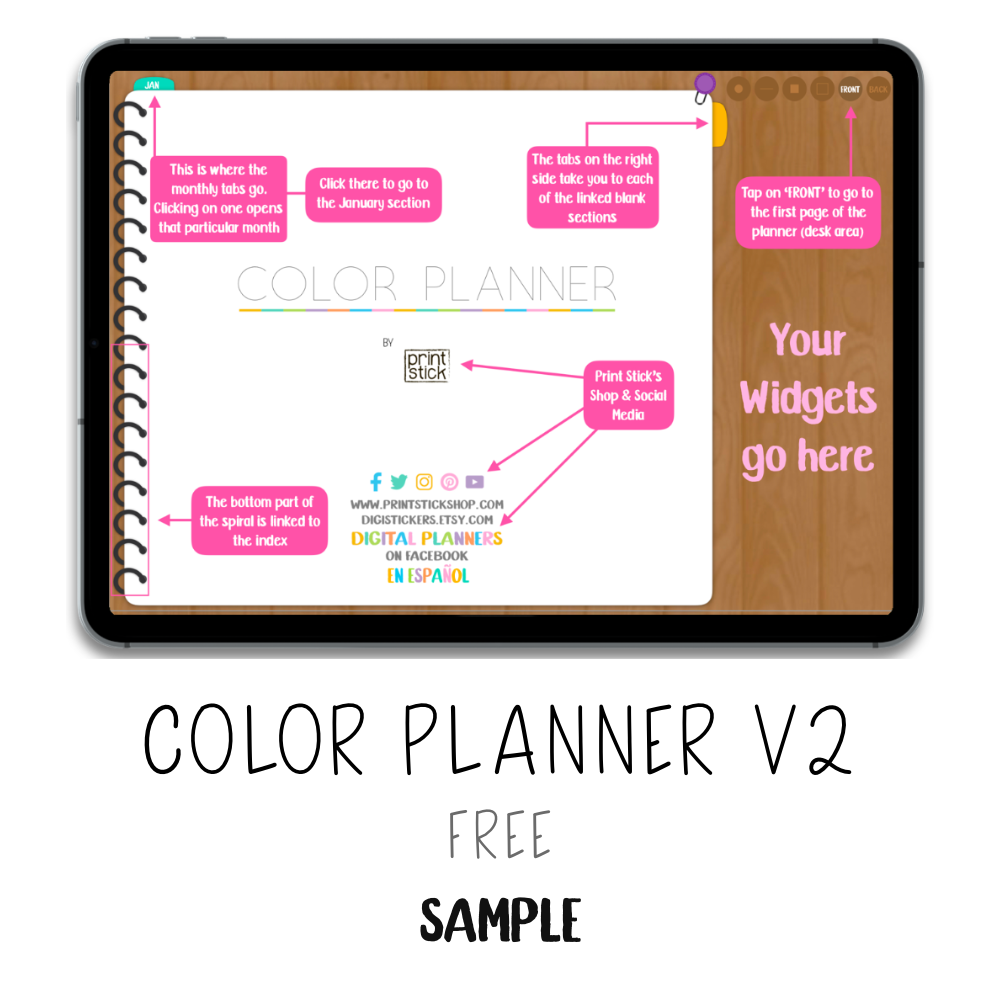 Planer Color 𝘍𝘙𝘌𝘌 𝗗𝗶𝗴𝗶𝘁𝗮𝗹 𝗣𝗹𝗮𝗻𝗻𝗲𝗿 - Color Planner V2 – PrintStick